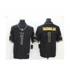 Men's Miami Dolphins #1 Tua Tagovailoa 2020 Limited Black Golden Edition Football Jersey