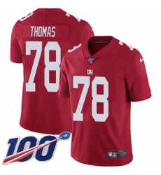 Men's New York Giants #78 Andrew Thomas Red Alternate Stitched NFL 100th Season Vapor Untouchable Limited Jersey