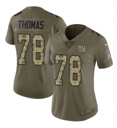 Women's New York Giants #78 Andrew Thomas Olive Camo Stitched NFL Limited 2017 Salute To Service Jersey