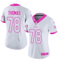 Women's New York Giants #78 Andrew Thomas White Pink Stitched NFL Limited Rush Fashion Jersey