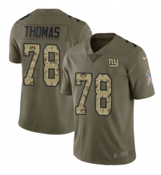Youth New York Giants #78 Andrew Thomas Olive Camo Stitched NFL Limited 2017 Salute To Service Jersey