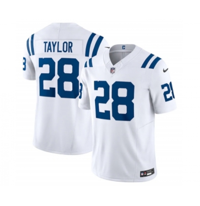 Men's Indianapolis Colts #28 Jonathan Taylor White 2023 F.U.S.E Vapor Untouchable Stitched Football Jersey