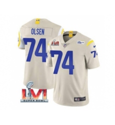 Men's Los Angeles Rams #74 Merlin Olsen Bone 2022 Super Bowl LVI Vapor Limited Stitched Jersey