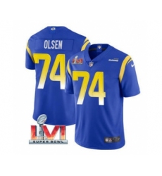 Men's Los Angeles Rams #74 Merlin Olsen Royal 2022 Super Bowl LVI Vapor Limited Stitched Jersey