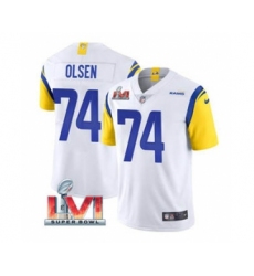Men's Los Angeles Rams #74 Merlin Olsen White 2022 Super Bowl LVI Vapor Limited Stitched Jersey