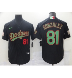 Men's Los Angeles Dodgers #81 Victor Gonzalez Black 2020 World Series Authentic Jersey