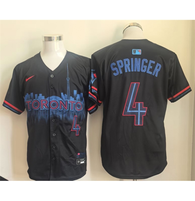 Men's Toronto Blue Jays #4 George Springer Navy 2024 City Connect Limited Stitched Baseball Jersey