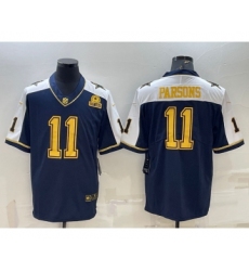 Men's Dallas Cowboys #11 Micah Parsons Navy Gold Edition With 1960 Patch Limited Stitched Football Jersey