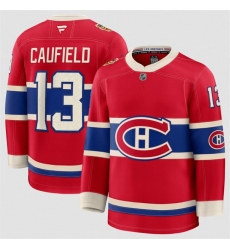 Men's Montreal Canadiens #13 Cole Caufield Red 2026 Heritage Classic Premium Stitched Jersey