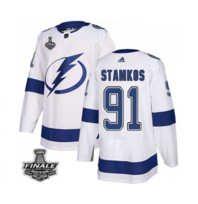 Men's Adidas Lightning #91 Steven Stamkos White Home Authentic 2021 Stanley Cup Jersey