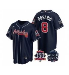 Men's Atlanta Braves #8 Eddie Rosario 2021 Navy World Series With 150th Anniversary Patch Cool Base Stitched Jersey