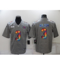 Men's Denver Broncos #3 Russell Wilson Multi-Color Greyheather 2020 Crucial Catch Football Jersey