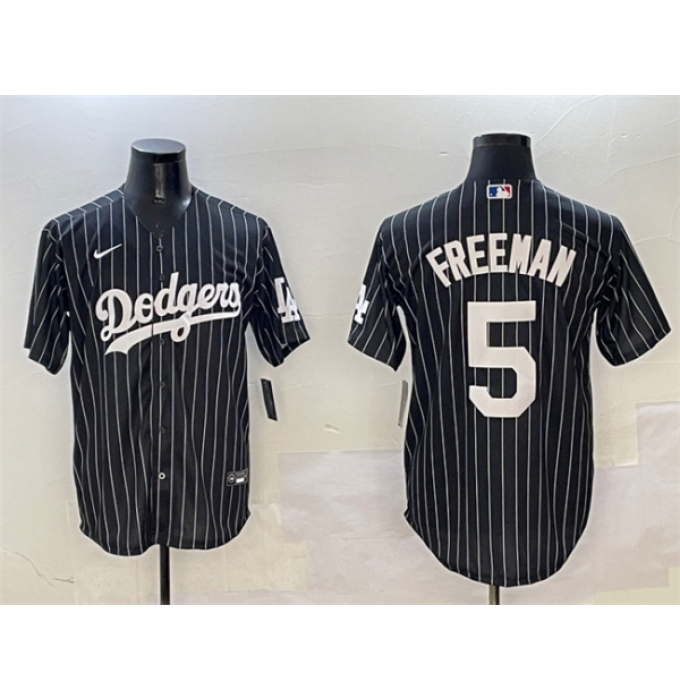 Men's Los Angeles Dodgers #5 Freddie Freeman Black Cool Base Stitched Baseball Jersey