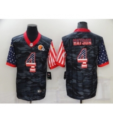 Men's Cleveland Browns #4 Deshaun Watson Camo USA Flag Limited Stitched Jersey