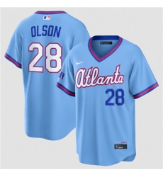 Men's Atlanta Braves #28 Matt Olson Powder Blue 2026 City Connect Stadium Stitched Baseball Jersey