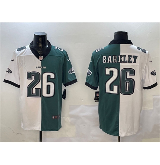 Men's Philadelphia Eagles #26 Saquon Barkley White & Green Split Vapor Untouchable Limited Football Stitched Jersey