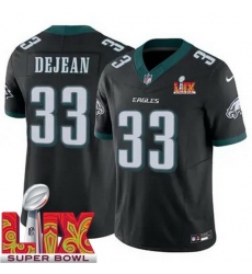 Men's Philadelphia Eagles Cooper DeJean #33 Black 2024 2025 Super Bowl LIX F U S E Stitched NFL Jersey