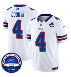 Men's Buffalo Bills #4 James Cook III White F.U.S.E. 2026 Inaugural Season at Highmark Stadium Football Stitched Jersey