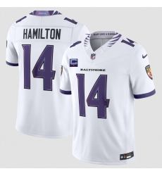 Men's Baltimore Ravens #14 Kyle Hamilton White 2026 With 1-Star C F.U.S.E. Vapor Limited Football Stitched Jersey