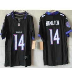 Women's Baltimore Ravens #14 Kyle Hamilton Limited Black Vapor FUSE Jersey