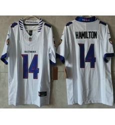 Women's Baltimore Ravens #14 Kyle Hamilton Limited White Vapor FUSE Jersey