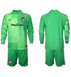 Men 2021-2022 Club Atletico Madrid green goalkeeper Long Sleeve blank Soccer Jersey