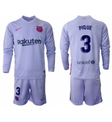 Men 2021-2022 Club Barcelona Second away purple Long Sleeve 3 Soccer Jersey