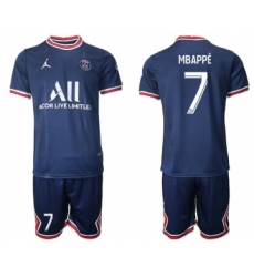 Men 2021-2022 Club Paris St German home blue 7 Soccer Jersey