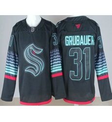 Men's Seattle Kraken #31 Philipp Grubauer Black Alternate Authentic Jersey