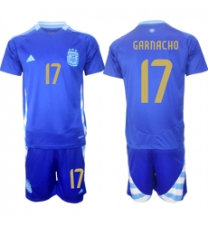 Men's Argentina #17 Alejandro Garnacho Blue 2024-25 Away SoccerJersey Suit