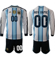 Men's Argentina Custom Any Name And Number Long Sleeve National Team FIFA x World Cup 2026 Home White On Field Jersey