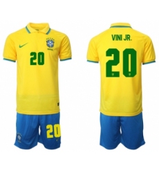 Men's Brazil #20 Vini Jr. Yellow Home Soccer Jersey Suit