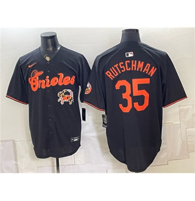 Men's Baltimore Orioles #35 Adley Rutschman Black With Vapor Premier Limited Stitched Baseball Jersey