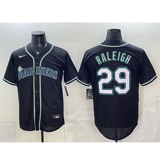 Men's Seattle Mariners #29 Cal Raleigh 2026 Fashion Replica Black Out Stitched Baseball Jersey
