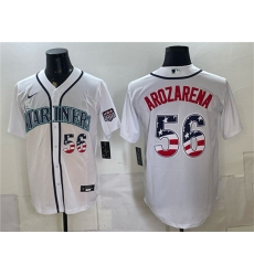 Men's Seattle Mariners #56 Randy Arozarena White USA 250 Fourth of July Home Stitched Baseball Jersey