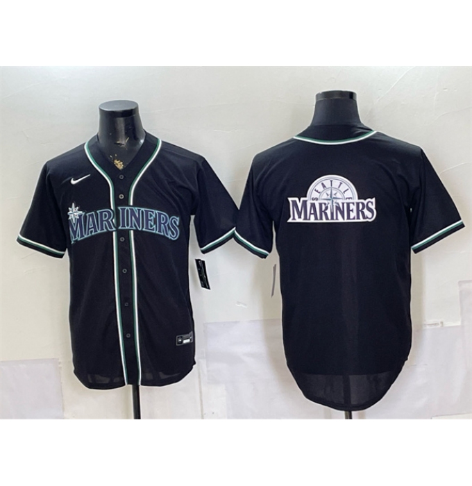 Men's Seattle Mariners Team Big Logo 2026 Fashion Replica Black Out Stitched Baseball Jersey