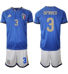 Men's Italy #3 DIMARCO National Team FIFA x World Cup 2026 Home Blue On Field Jerseys