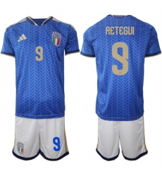 Men's Italy #9 RETEGUI National Team FIFA x World Cup 2026 Home Blue On Field Jerseys
