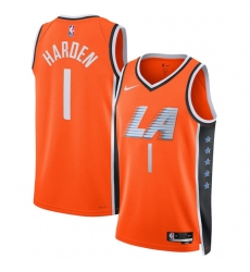 Men's Los Angeles Clippers #1 James Harden Orange 2025-26 City Edition Swingman Stitched Jersey