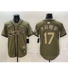 Men's Los Angeles Dodgers #17 大谷翔平 Olive 2026 Armed Forces Day Stitched Baseball Jersey