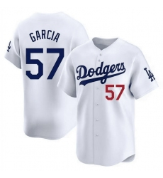 Men's Los Angeles Dodgers #57 Luis Garcia White Cool Base Stitched Baseball Jersey