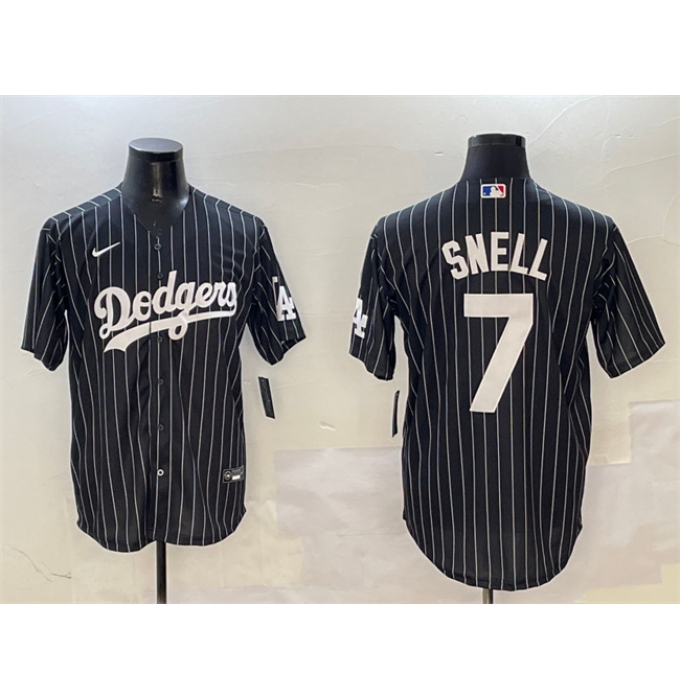 Men's Los Angeles Dodgers #7 Blake Snell Black Cool Base Stitched Baseball Jersey