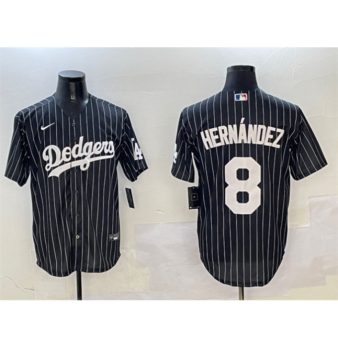 Men's Los Angeles Dodgers #8 Enrique Hernández Black Cool Base Stitched Baseball Jersey