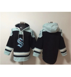 Men's Seattle Kraken Blank Black Ageless Must-Have Lace-Up Pullover Hoodie