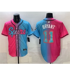 Men's San Antonio Spurs #11 Carter Bryant Pink Blue Limited Stitched Baseball Jersey