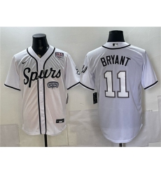 Men's San Antonio Spurs #11 Carter Bryant White USA 250 Stitched Baseball Jersey