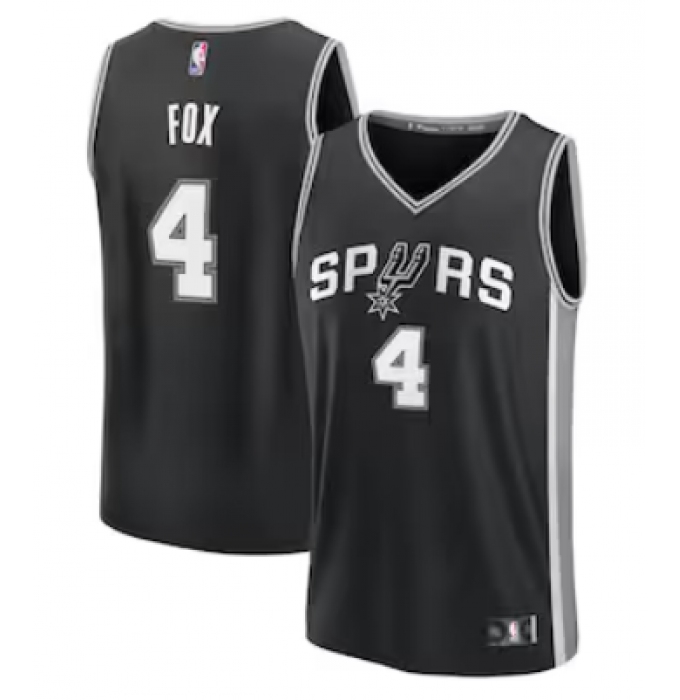 Men's San Antonio Spurs #4 De'Aaron Fox Fanatics Black Fast Break Replica Player Jersey