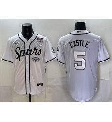 Men's San Antonio Spurs #5 Stephon Castle White USA 250 Stitched Baseball Jersey