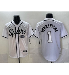 Men's San Antonio Spurs #1 Victor Wembanyama White Stitched Baseball Jersey