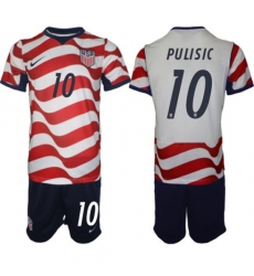 Men's United States #10 Christian Pulisic White Red 2026 Home Soccer Jersey Suit